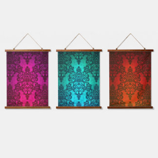 Tapiz Con Marco De Madera Diseño colorido damasco boho elegante
