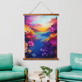 Tapiz Con Marco De Madera Diseño De Flores Ai