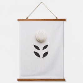 Tapiz Con Marco De Madera Diseño de flores blancas