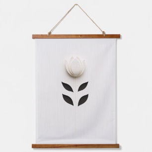 Tapiz Con Marco De Madera Diseño de flores blancas