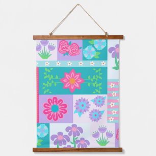 Tapiz Con Marco De Madera Diseño de flores vibrantes en flor