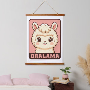 Tapiz Con Marco De Madera Diseño de ilustración de llama adorable
