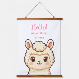Tapiz Con Marco De Madera Diseño de ilustración de llama linda