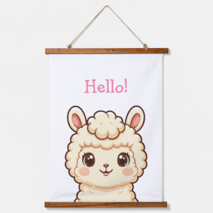 Tapiz Con Marco De Madera Diseño de ilustración de llama linda