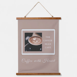 Tapiz Con Marco De Madera Diseño de Marca Comercial de Cafetería de Artesano