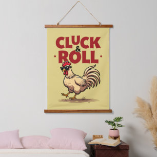 Tapiz Con Marco De Madera Diseño divertido de dibujos animados de gallo geni