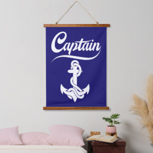 Tapiz Con Marco De Madera Diseño Náutico Ancla Barco de Vela Capitán