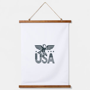 Tapiz Con Marco De Madera Diseño patriótico del águila de EE.UU. - Estrellas