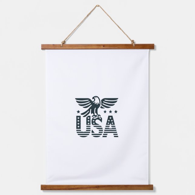 Tapiz Con Marco De Madera Diseño patriótico del águila de EE.UU. - Estrellas (Anverso)