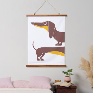 Tapiz Con Marco De Madera Divertido dachshund lindo para padres de perros la