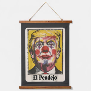 Tapiz Con Marco De Madera Divertido Retrato Satírico del Payaso Trump El Pen