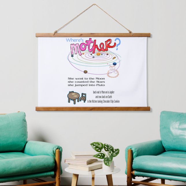 Tapiz Con Marco De Madera ¿Dónde está mamá? (Sala de estar)
