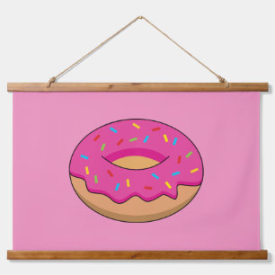 Tapiz Con Marco De Madera Donut de fresa con Personalizado Sprinkles