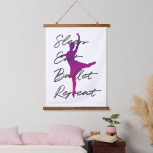 Tapiz Con Marco De Madera Dormir, comer, ballet, repetir