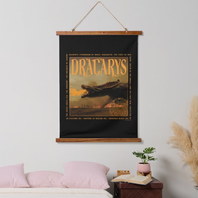 Tapiz Con Marco De Madera "Dracarys" Drogon Breathing Fire Graphic (Dormitorio)