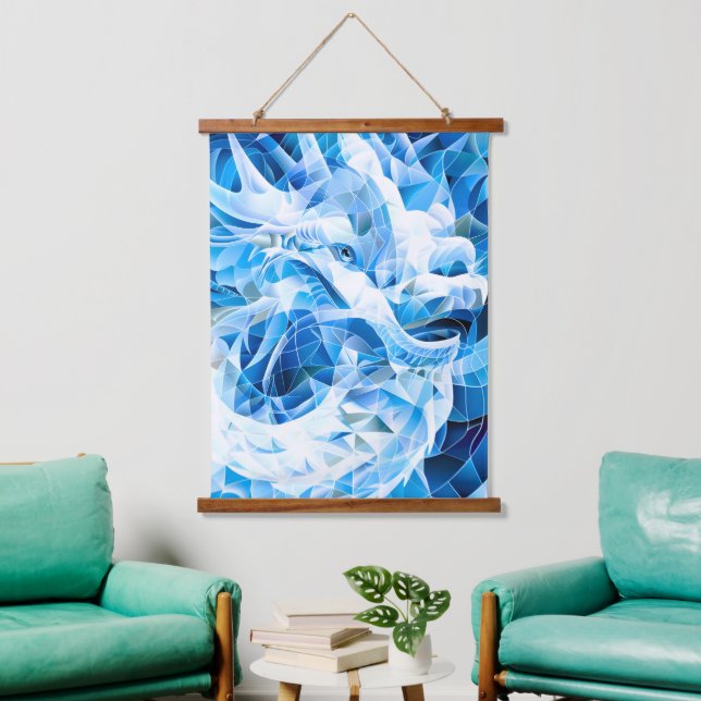 Tapiz Con Marco De Madera Dragón del cielo azul (Sala de estar)