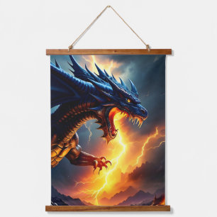 Tapiz Con Marco De Madera Dragon Fire Lightning Fight Two