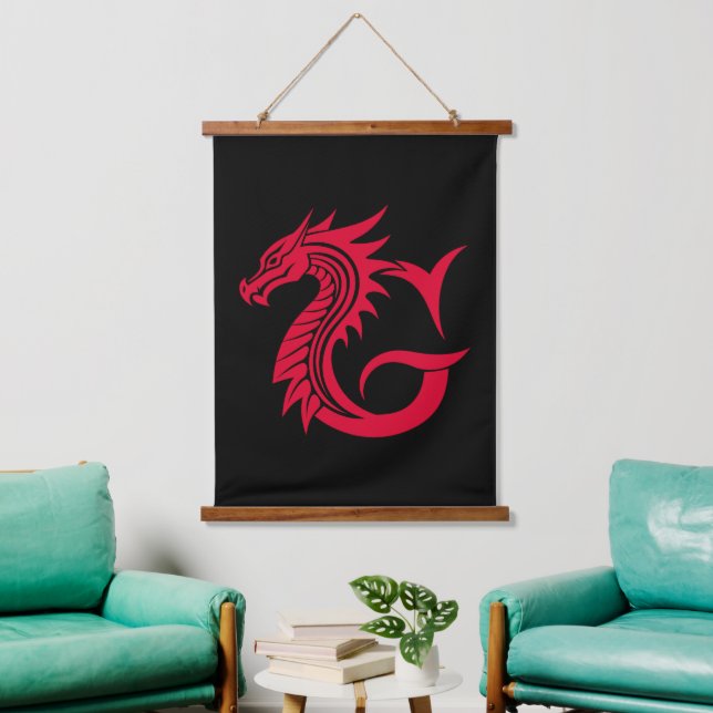 Tapiz Con Marco De Madera Dragon Styled Letter G, Dragon Alphabet, Monogram (Sala de estar)
