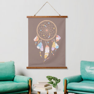 Tapiz Con Marco De Madera Dreamcatcher Tribal Boho Brown