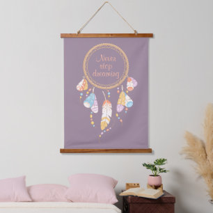 Tapiz Con Marco De Madera Dreamcatcher Tribal Boho Cita Purple