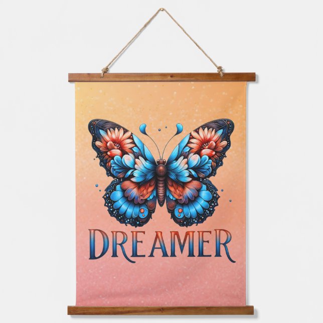Tapiz Con Marco De Madera Dreamer Floral Butterfly Tapestry (Anverso)