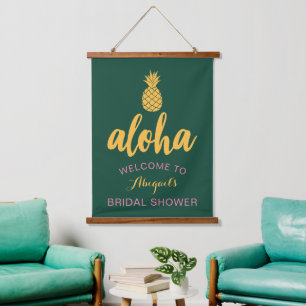 Tapiz Con Marco De Madera Ducha de Novia Bienvenida Aloha (Verde)