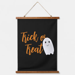 Tapiz Con Marco De Madera Dulce o Truco Fantasma Halloween