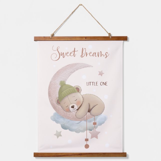 Tapiz Con Marco De Madera Dulce Sueños Pequeños - Acogedora Nursera De Oso (Anverso)