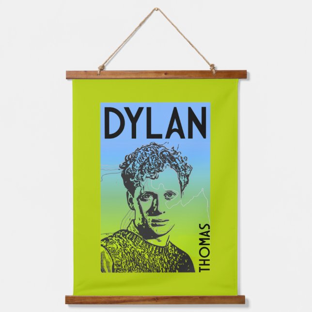 Tapiz Con Marco De Madera Dylan Thomas Welsh Poet (Anverso)