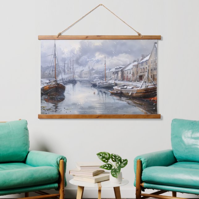 Tapiz Con Marco De Madera Ecos del pasado: La vida pesquera en Victoria (Sala de estar)