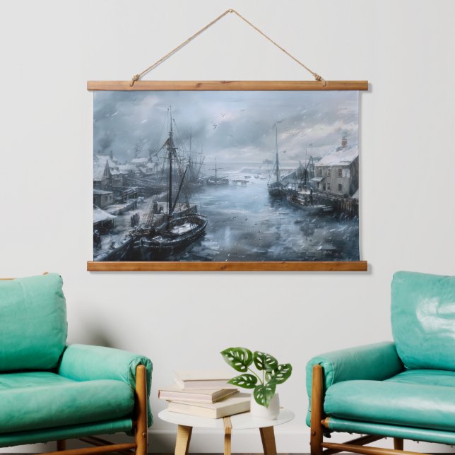 Tapiz Con Marco De Madera Ecos del pasado: La vida pesquera en Victoria (Sala de estar)