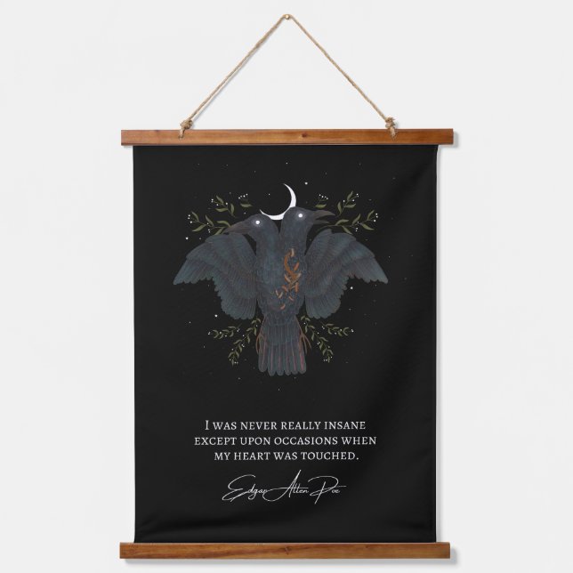 Tapiz Con Marco De Madera Edgar Allen Poe Love Poem Poetry Raven Crow Poster (Anverso)