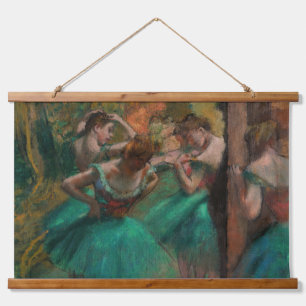 Tapiz Con Marco De Madera Edgar Degas - Bailarinas, rosadas y verdes