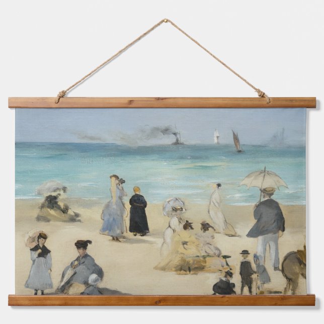 Tapiz Con Marco De Madera Edouard Manet - En la playa, Boulogne-sur-Mer (Anverso )