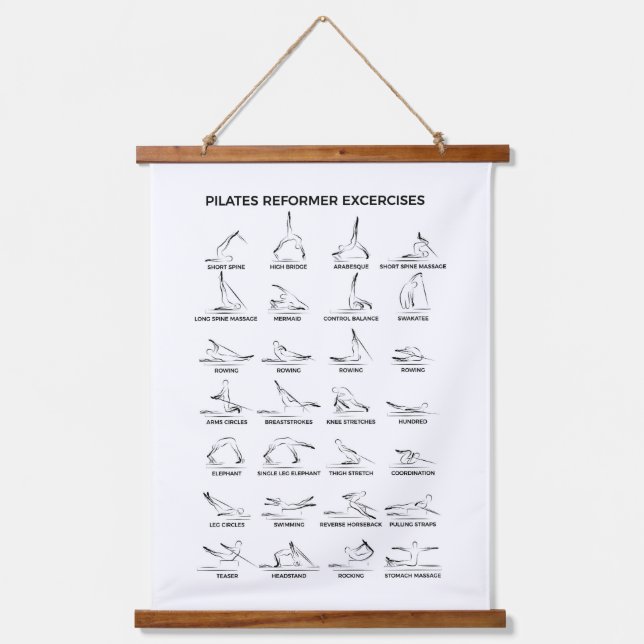 Tapiz Con Marco De Madera Ejercicios de Reformador de Pilates (Anverso)