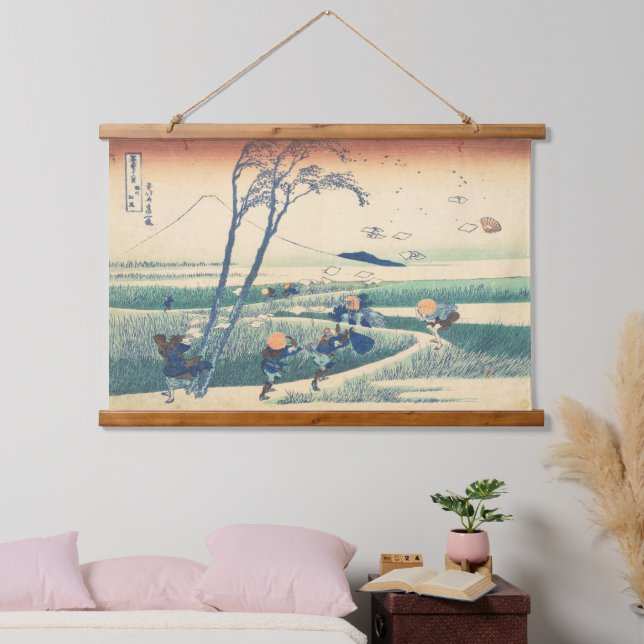 Tapiz Con Marco De Madera Ejiri en Suruga Hokusai Arte Ukiyo-e japonés (Dormitorio)