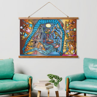 Tapiz Con Marco De Madera El antiguo Egipto del arte, Dios mío apoya a las n