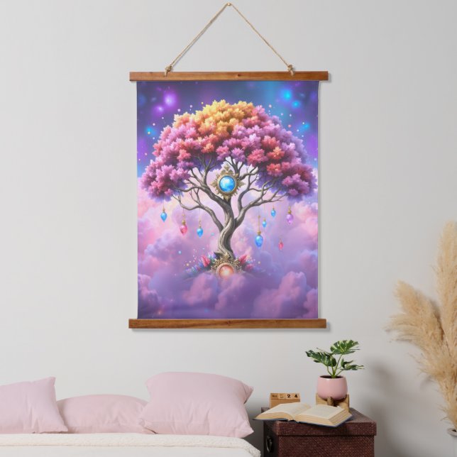 Tapiz Con Marco De Madera El Árbol Celestial del Devenir. (Dormitorio)