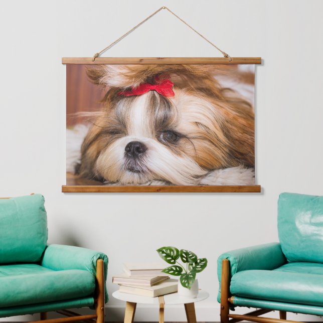 Tapiz Con Marco De Madera El arte fotográfico del personalizado de cachorros (Sala de estar)