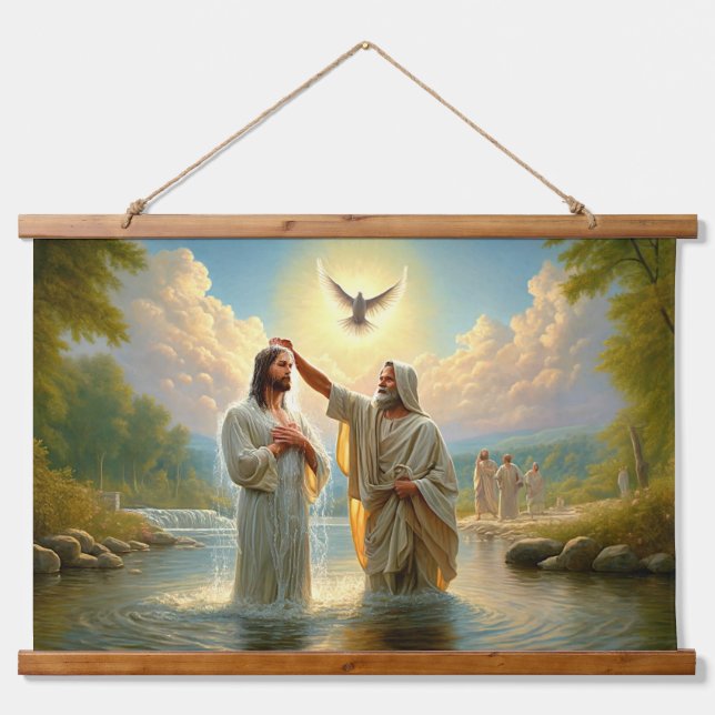 Tapiz Con Marco De Madera El bautismo de Jesús (Anverso )