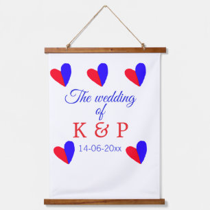 Tapiz Con Marco De Madera El boda de agregar el nombre de pareja fecha de la