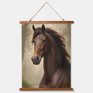 Tapiz Con Marco De Madera El Caballo Majestuoso Hermoso