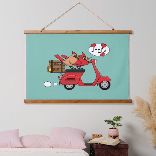 Tapiz Con Marco De Madera El cardenal rojo le gusta a Scooter (Dormitorio)