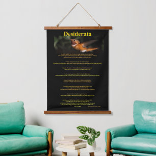 Tapiz Con Marco De Madera El colibrí naranja de pie sigue siendo Desiderata