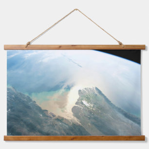 Tapiz Con Marco De Madera El Delta Del Río Irrawaddy En Birmania (Myanmar).