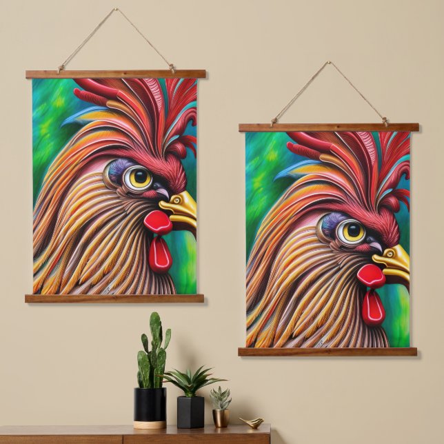 Tapiz Con Marco De Madera El encanto eterno de Rooster (Asimétrico)