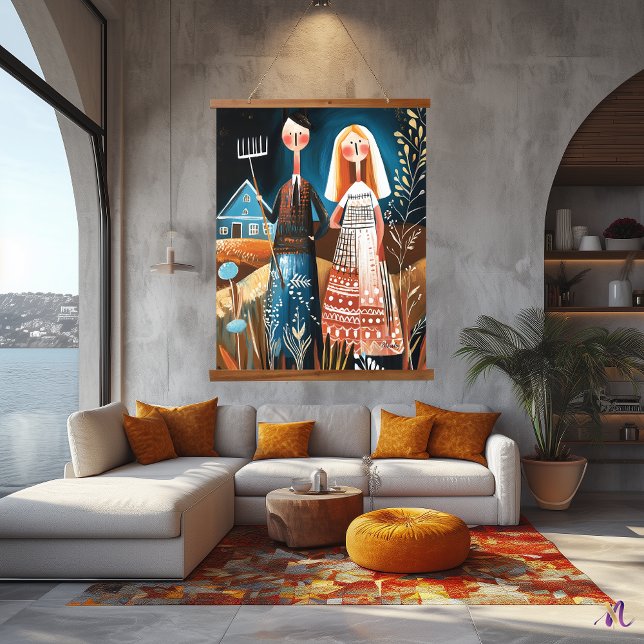 Tapiz Con Marco De Madera El gótico americano reimaginado: arte abstracto ca (Subido por el creador)