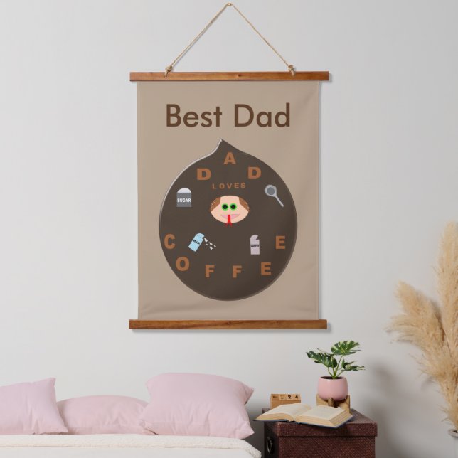 Tapiz Con Marco De Madera El gracioso monstruo de papá ama al Personalizado  (Dormitorio)