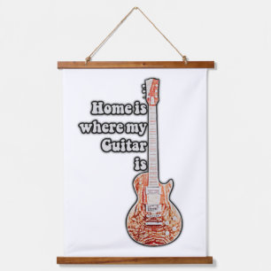 Tapiz Con Marco De Madera El hogar es donde está mi guitarra.