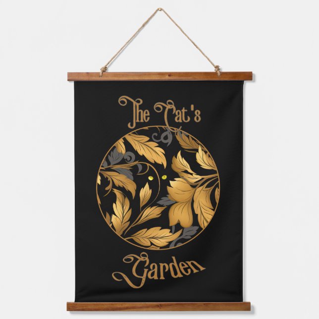 Tapiz Con Marco De Madera El jardín del gato (Anverso)